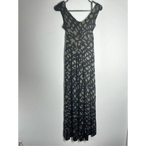 Banana Republic Geometric Pattern Maxi Dress Sleeveless Black Green Size XS - Picture 1 of 15